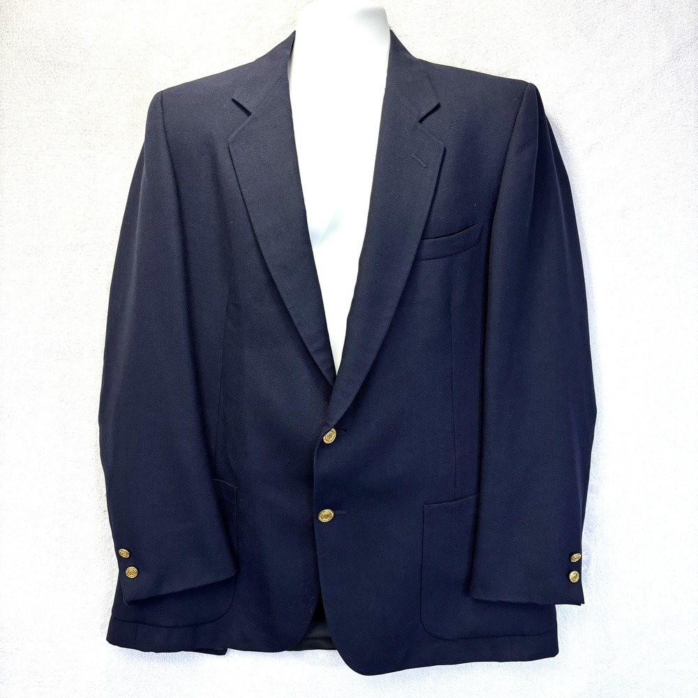Vintage Pierre Cardin Blazer Mens 40 Navy Blue Gold Button Old Money Preppy‎